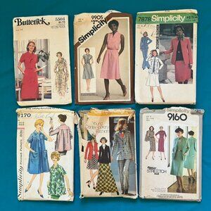 Lot of 6 Vintage 70s Sewing Patterns Bust 36